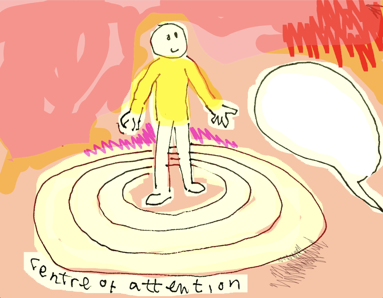 Centre of Attention drawing of figure in spotlight