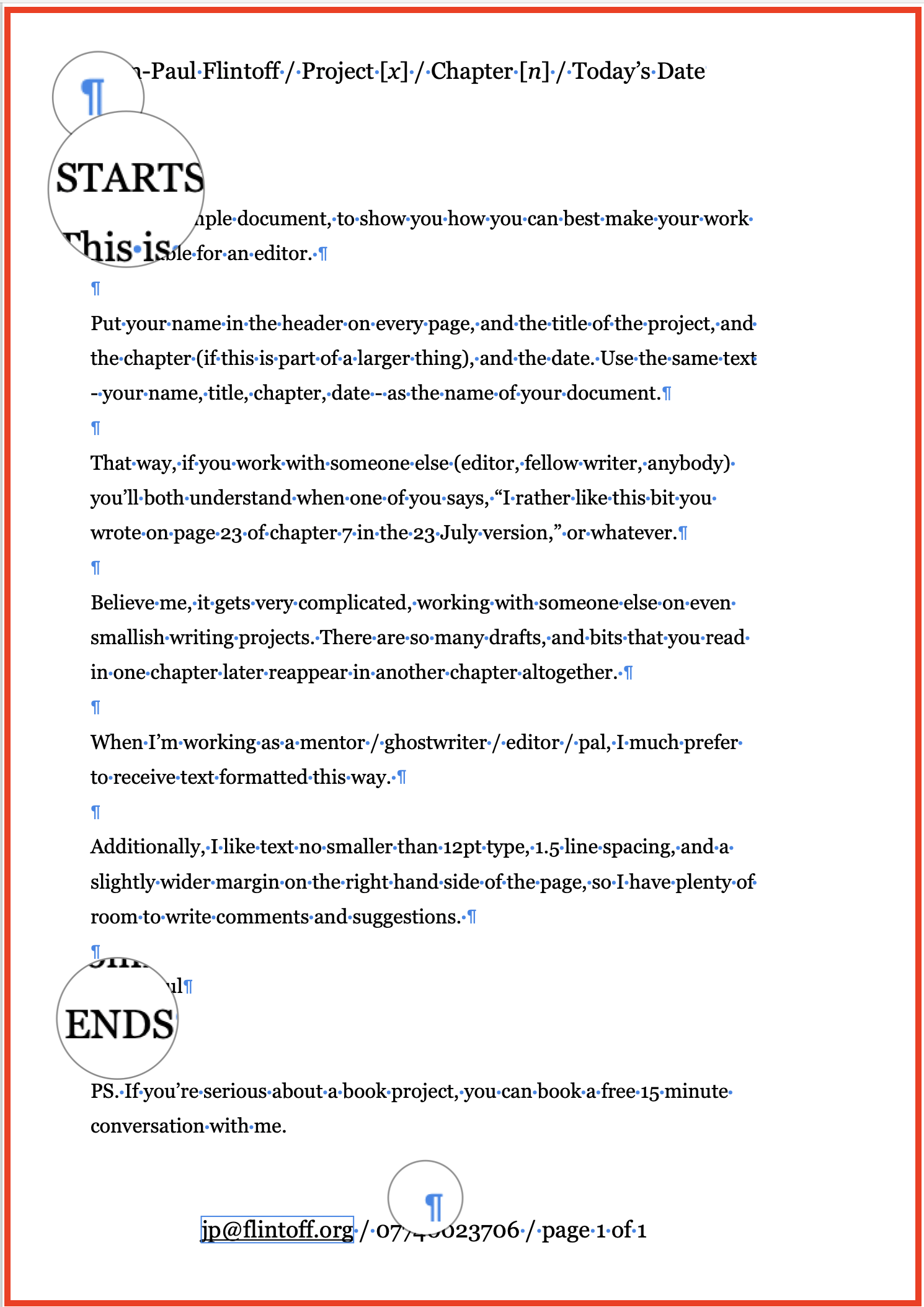 Sample Document With Formatting For Writers.