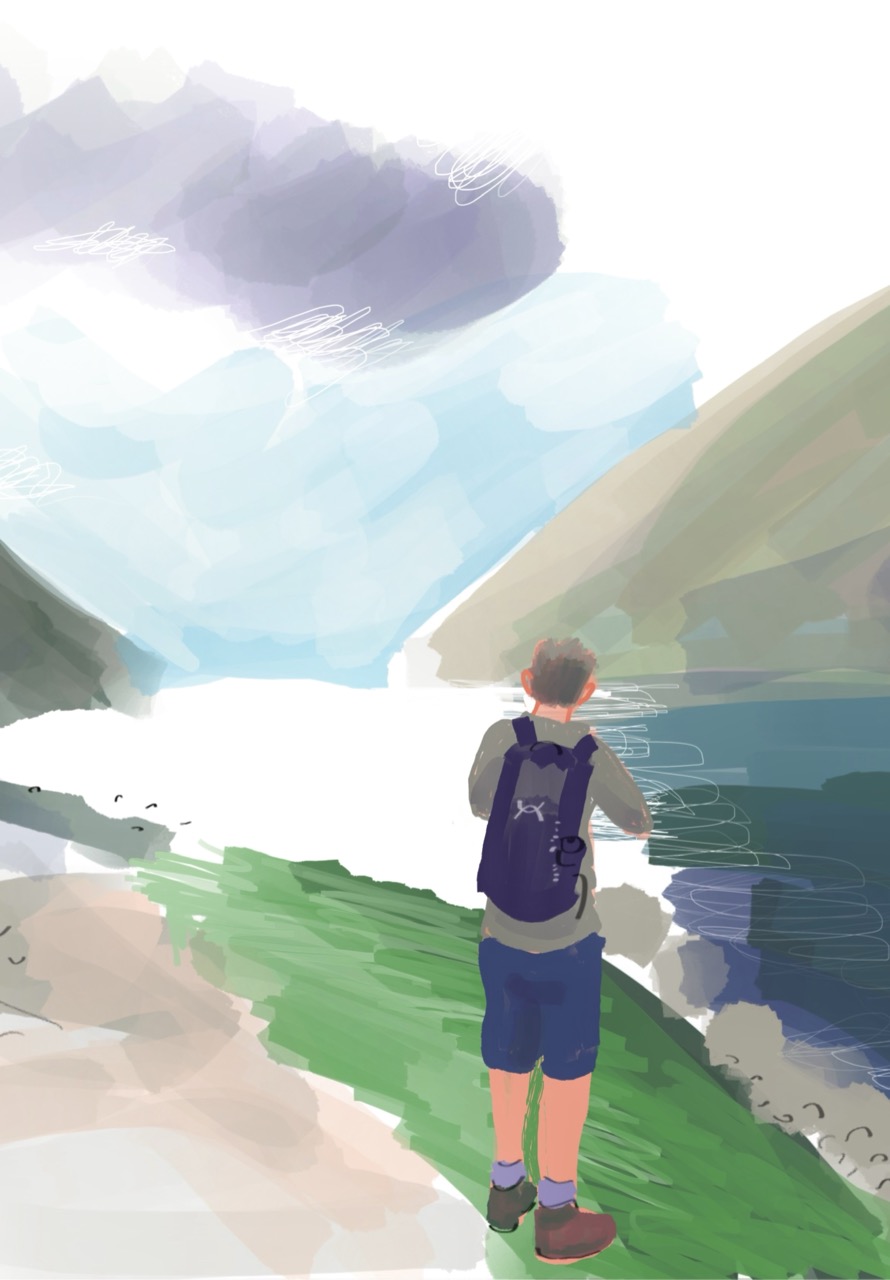 Drawing: the tarn where Adam didn't swim.