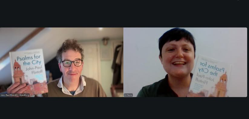 Photo taken on Zoom showing JPF and guest.