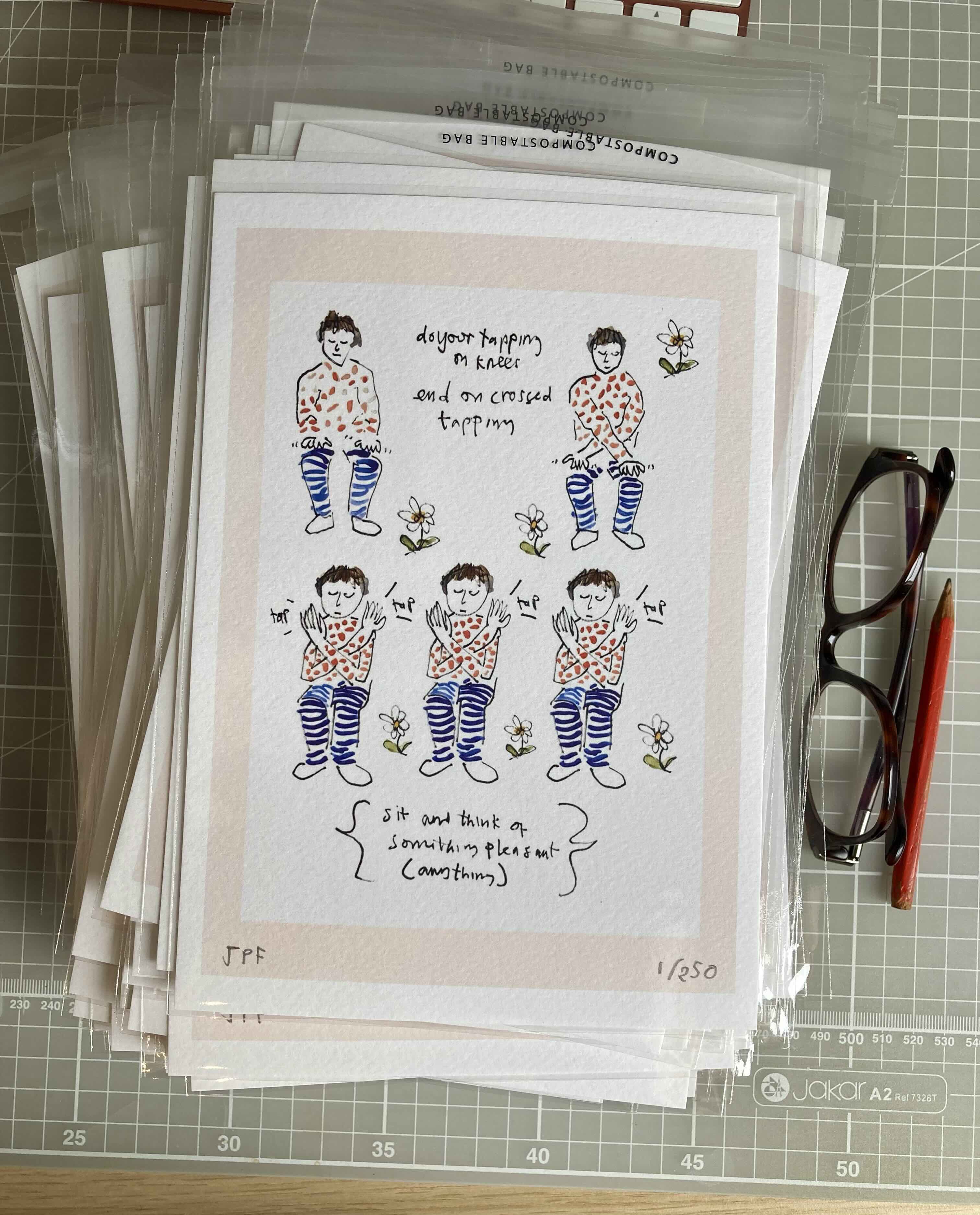 A heap of the same print, in cellophane sleeves, with number 1 of 250 on the top.