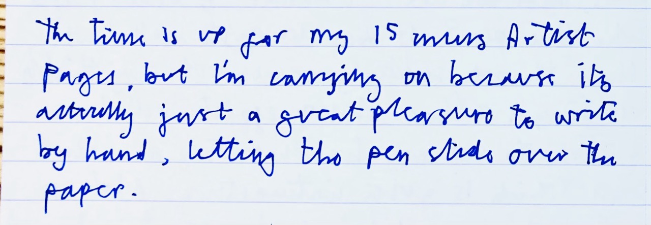 A photo of handwriting on lined paper.