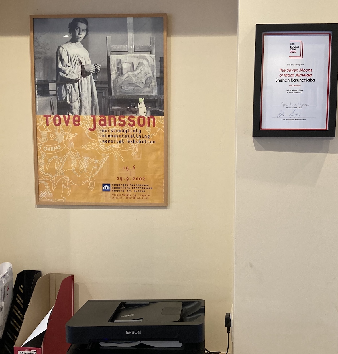 photo of the poster above the printer.