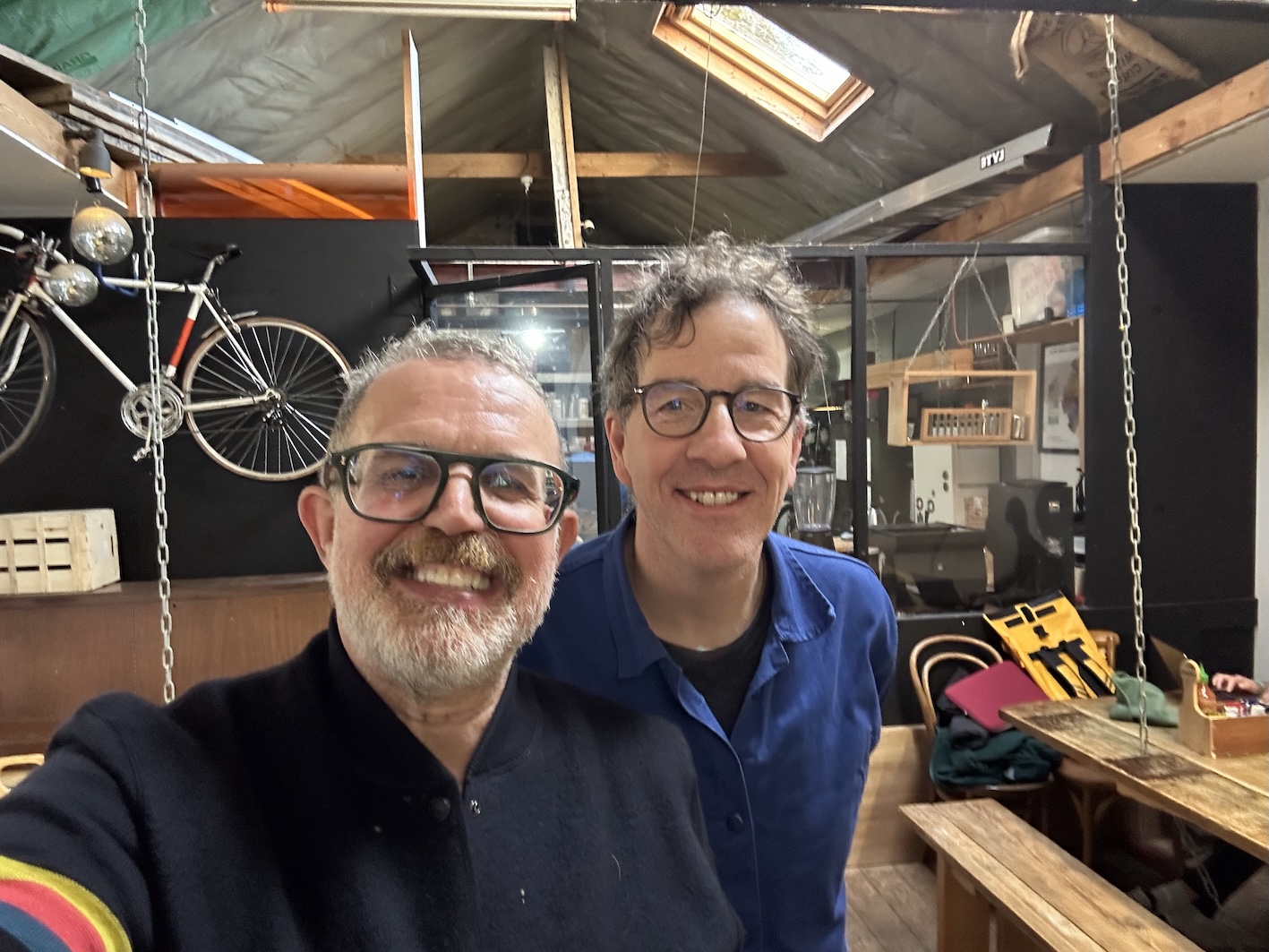 Patrick McCann, left, in a selfie with JPF after taking delivery of his portrait Patrick McCann, left, in a selfie with JPF after taking delivery of his portrait